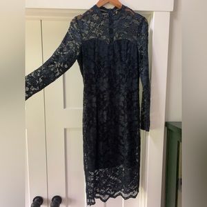 Navy blue lace bodycon dress. Size S.